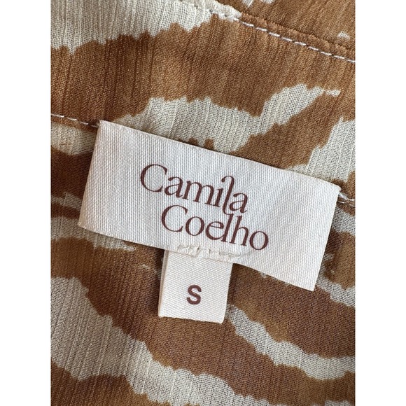 CAMILA COELHO Myla Shirt Dress in Brown Zebra Size Small - Picture 12 of 14